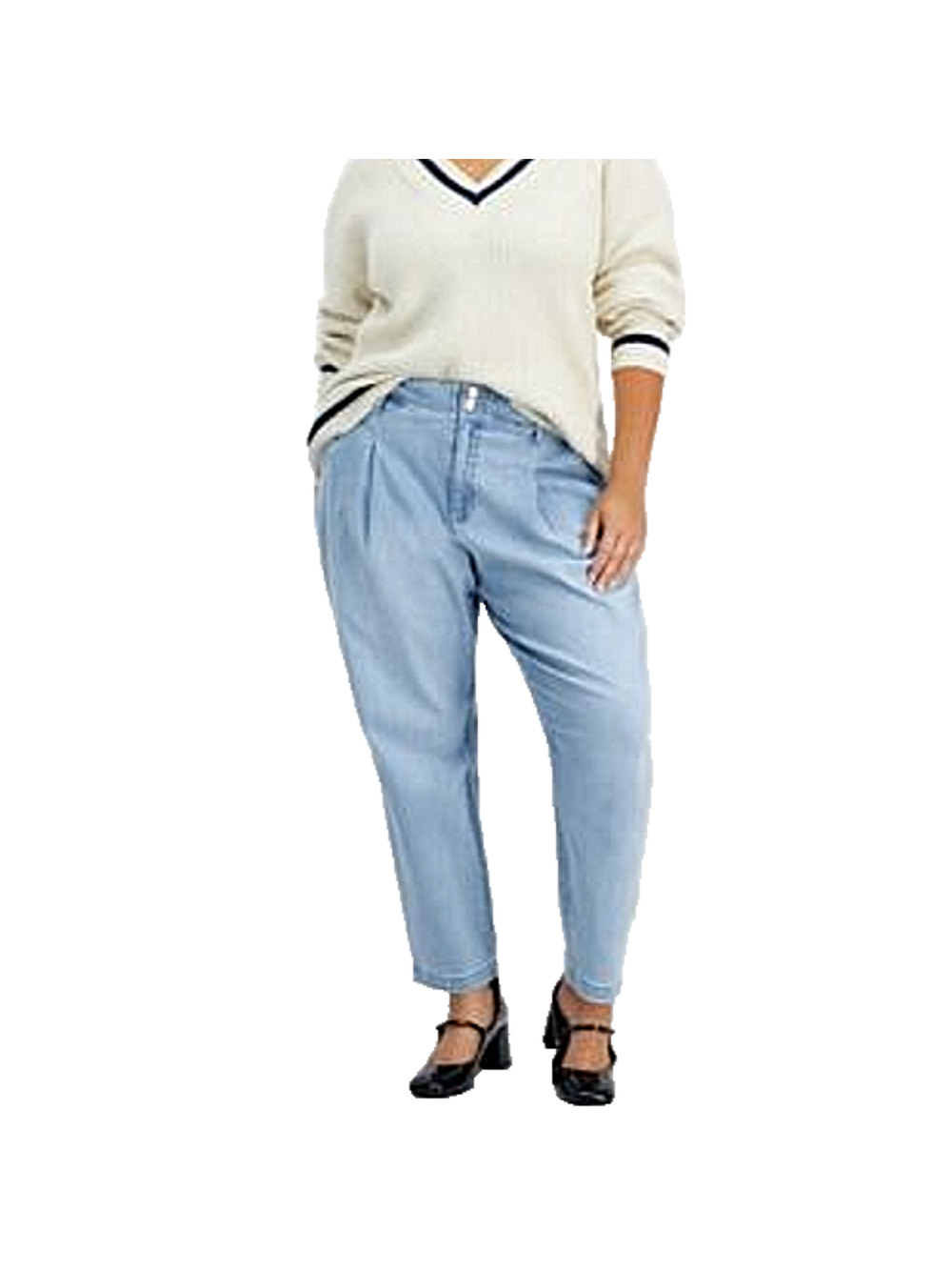 On 34th Plus Size High-Rise Barrel-Leg Jeans in Vintage Light Wash